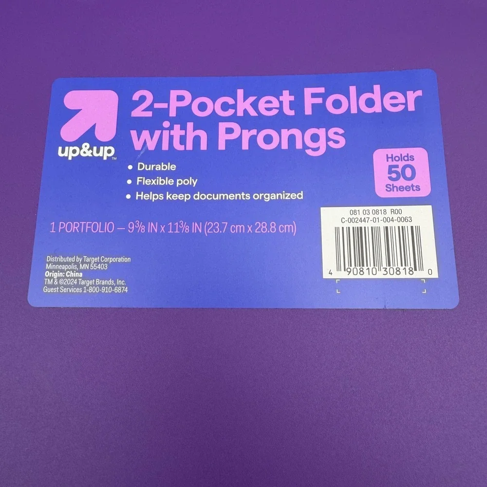 Up & Up 2-Pocket Folder with Prongs Purple Poly Portfolio 5-Pack 90810308180